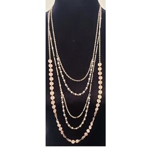 MULTI 5 LAYERED ROSE GOLD NECKLACE